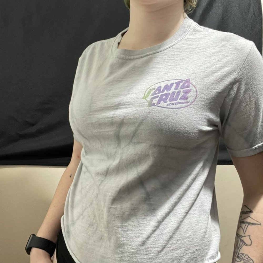 Santa Cruz Club Oval Dot Grey Tie Dye Crop T-Shirt